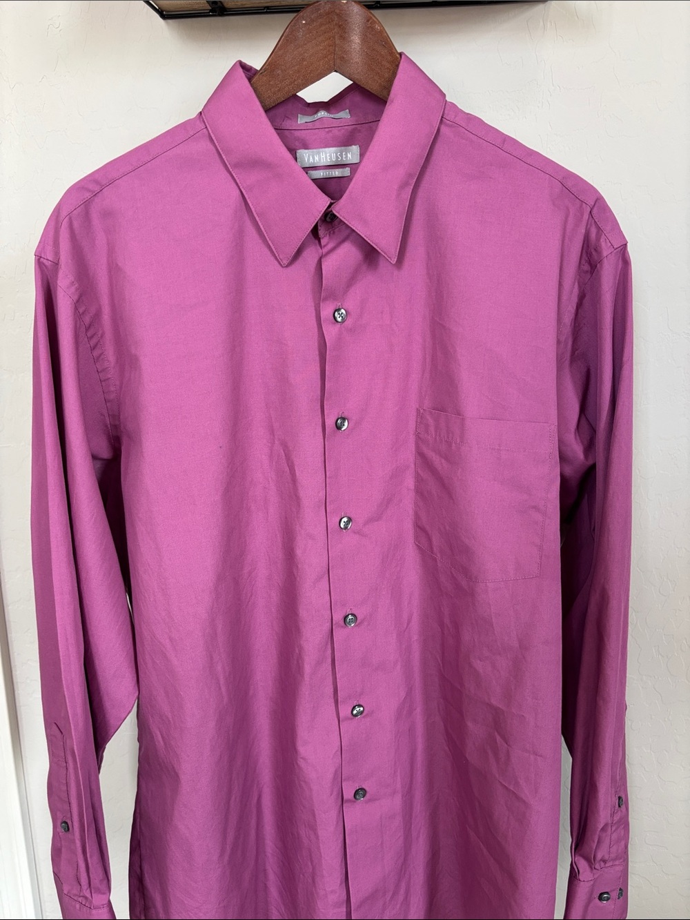 Van Heusen Men's Magenta Button-Down Dress Shirt